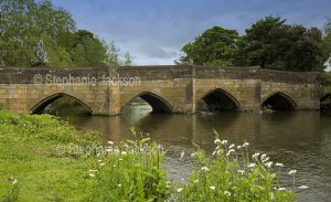Historic bridge over the Wye River at Bakewell in Derbyshire, England.
