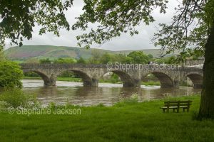 The Wye River and arched bridge at Builth Wells in Wales.