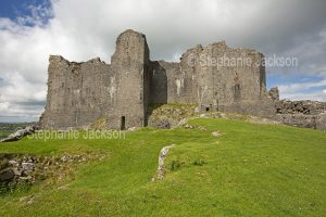 Ruins of Carrig Cennen castle in Wales.