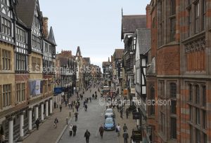 Eastgate Street heart of the British city of Chester in Cheshire, England.