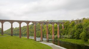 Leaderfoot / Drygrange viaduct, an historic railway bridge over the River Tweed near Melrose in Scotland.