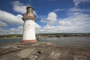 Lighthouse beside the harbour at Whitehaven in Cumbria, England