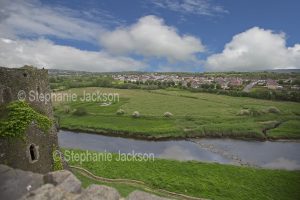 The River Gwendraeth viewed from the castle at Kidwelly in Wales.