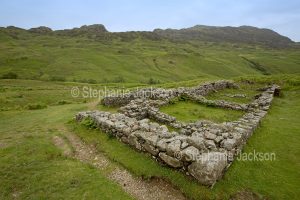 Ruins of the Roman Fort that once dominated Hard Knott pass in the Lake District in Cumbria, England.