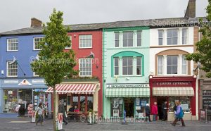 Colourful buildings / shops in the Welsh town of Caernarfon / Carnarvon