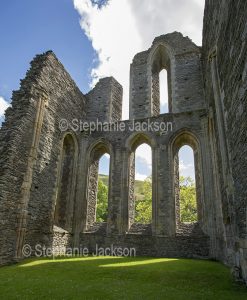 Ruins of Valle Criusis abbey in Wales.