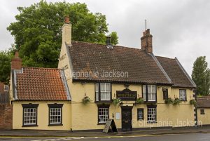 The historic Wheatsheaf Hotel, a British pub, in the town of Barton-upon-Humber in Northumberland, England.