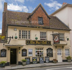 English / British pubs - The historic Wig and Quill pub in the town of Salisbury in Wiltshire, England.