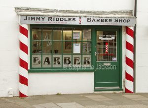 Traditional barber's shop in the town of Littlehampton, West Sussex, England.