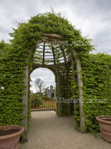Decorative garden arch at Arundel castle gardens in England.