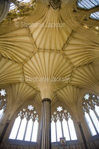 Ceiling - The unique interior design and spectacular architecture of the historic Wells cathedral has made this beautiful building a popular tourist attraction in the city of Wells in Somerset, England.