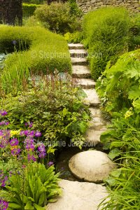 Pathway and steps at Hidcote Gardens, near Chipping Campden in Gloucestershire England