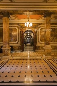 The ornate marble panelled interior of the historic city chambers / town hall, in the city of Glasgow, Scotland.
