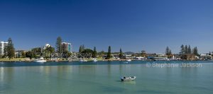 Panoramic view of Wallis Lake and town of Tuncurry in NSW Australia