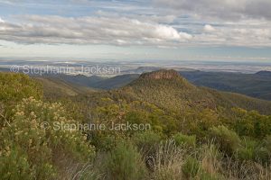 Vast landscape of forested ranges / rolling hills at Mount Kaputar National Park in NSW Australia