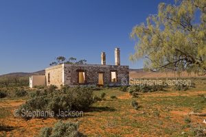 Ruins of homestead in outback landscape in northern South Australia
